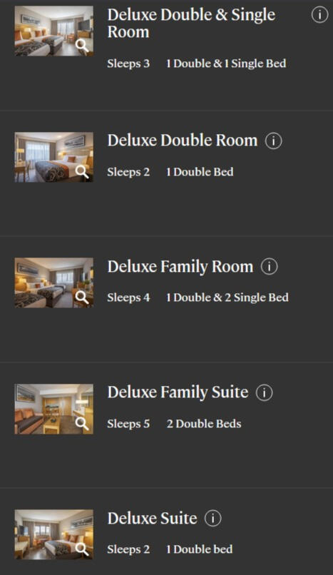 Screenshot of room prices for Clayton Hotel Liffey Valley